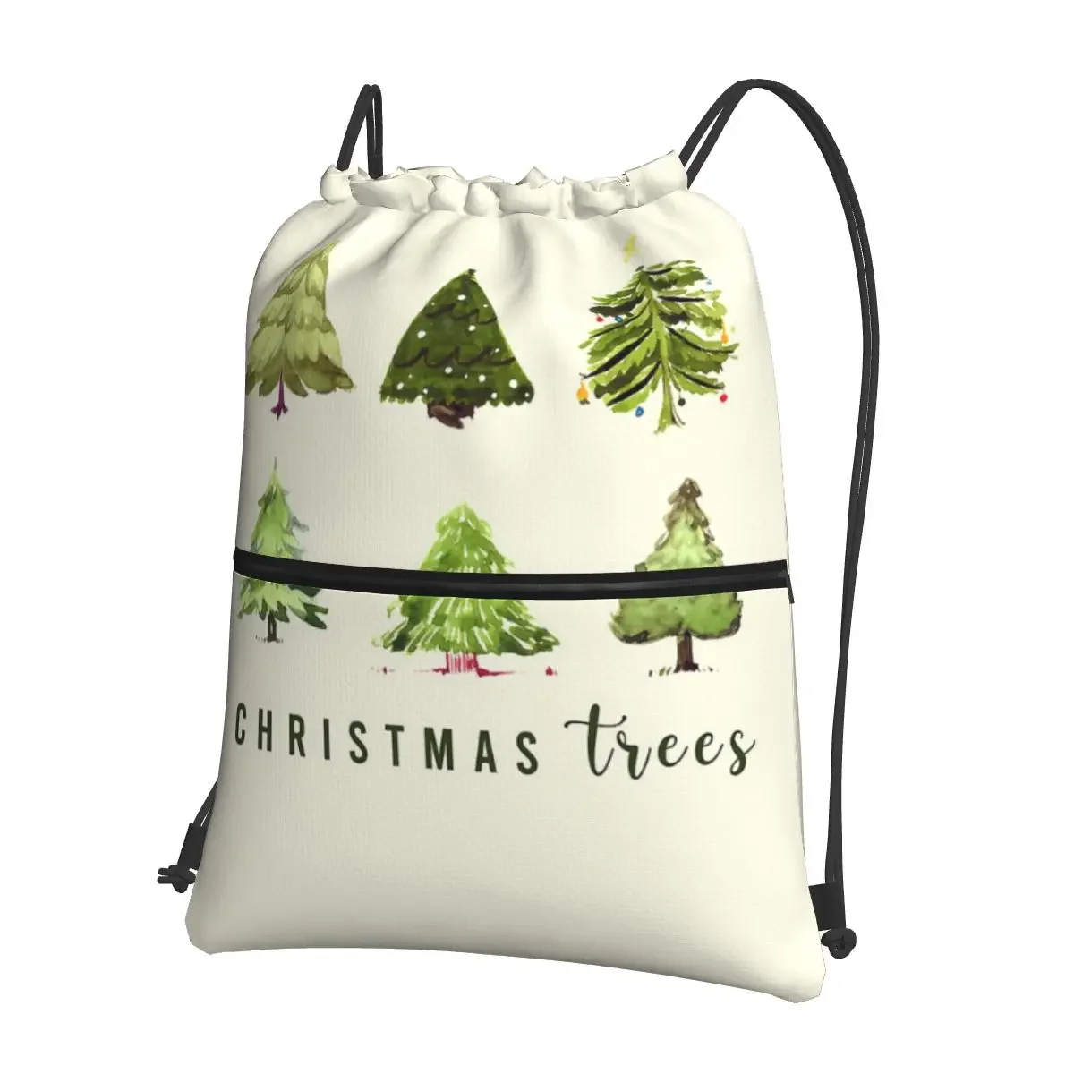 Christmas Trees Portable Backpacks Drawstring Bag Fashion Drawstring Bundle Pocket Book Bags For School Students