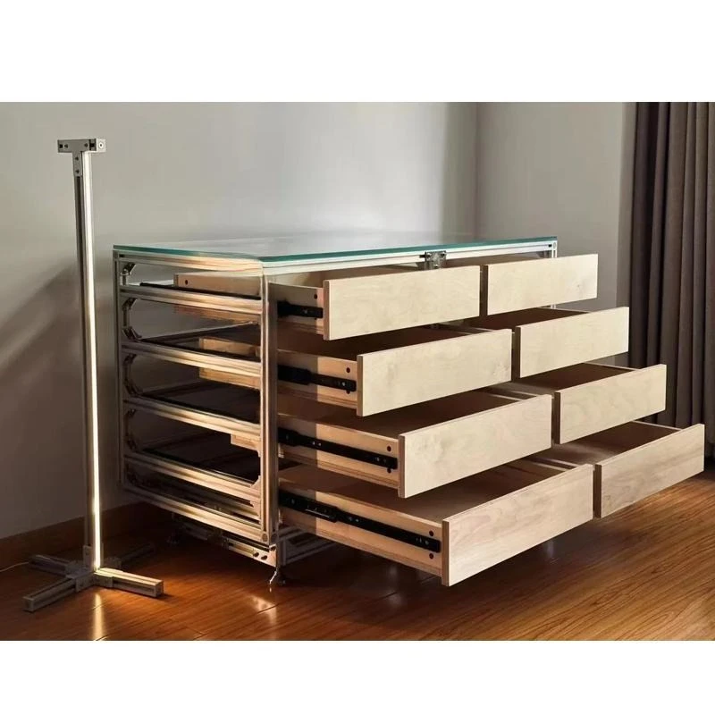

Aluminum alloy profile glass chest cabinet display display cabinet storage with drawers multi-layer cabinet