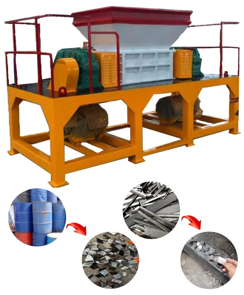 Double Shaft Tire Shredder Machine for Waste Plastic Rubber Recycling Heavy Duty Automatic Crusher for Car Scrap Metal