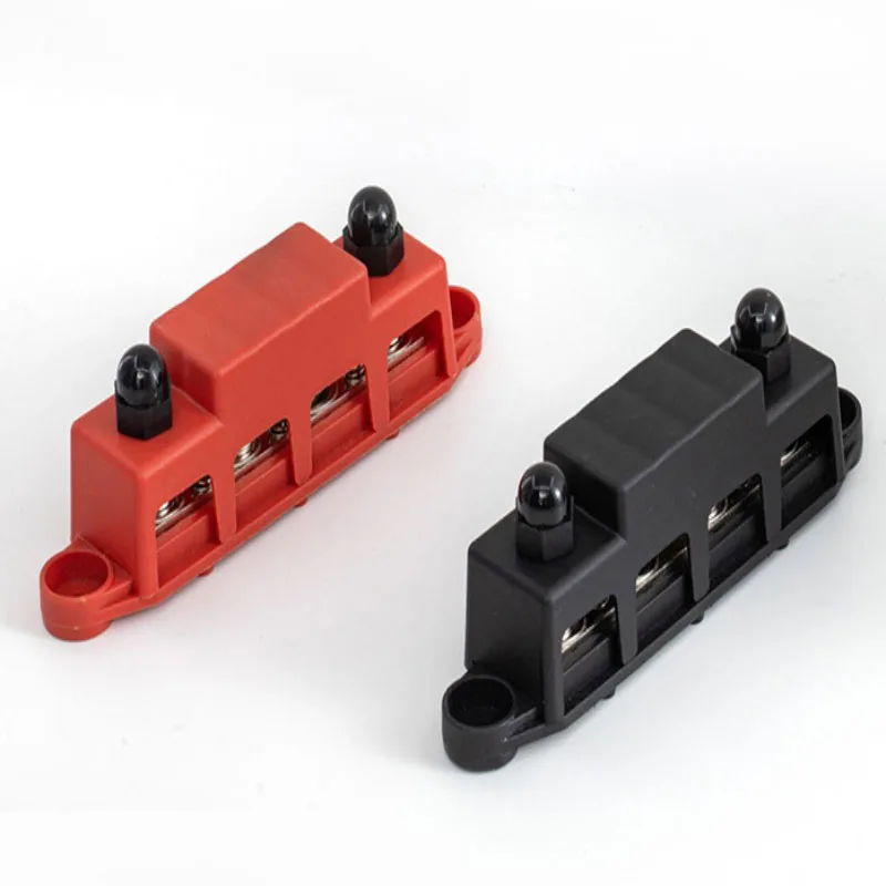 1 Set Car 250A 4-Way Bus Ground Distribution Panel M8 M10 Terminal Studs Car Accessories