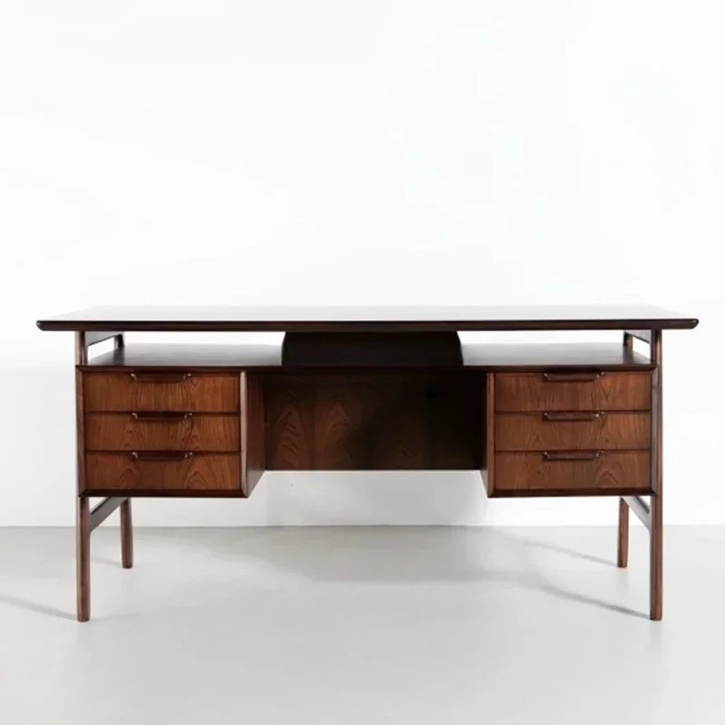 

zq1Vintage desk Solid wood writing desk Nordic home retro teak rose wood