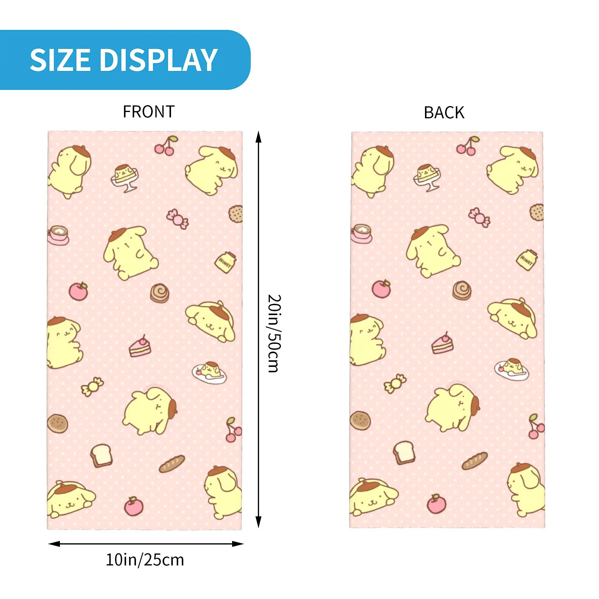 Custom Pompom Purin Cartoons Bandana Neck Gaiter UV Protection Face Scarf Cover Women Men  Headband Tube Balaclava