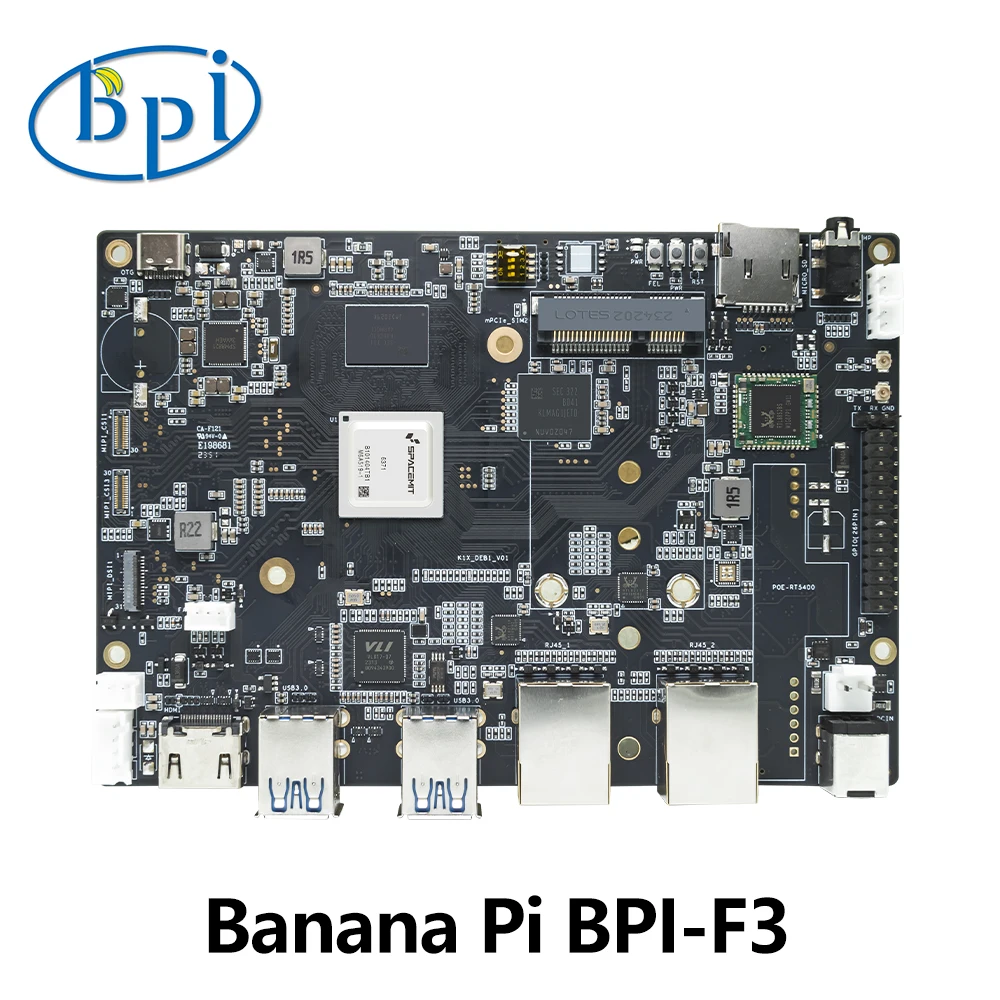 Banana Pi BPI-F3 SpacemiT K1 8 Core RISC-V chip 4G LPDDR4 16G eMMC 2.0TOPs AI computing power Industrial Grade Development Board