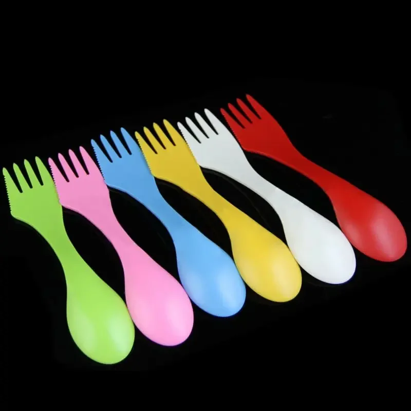 6x Spoon Fork Knife Camping Hiking Utensils Spork Combo Travel Gadget Cutlery