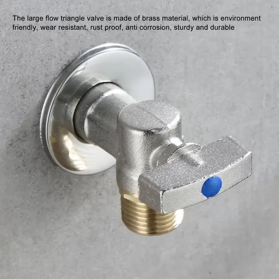 G1/2 Thread Brass Triangle Valve Large Cold Hot Water Angle Stop Valve for Kitchen Bathroom Large Triangular Valve 1PC