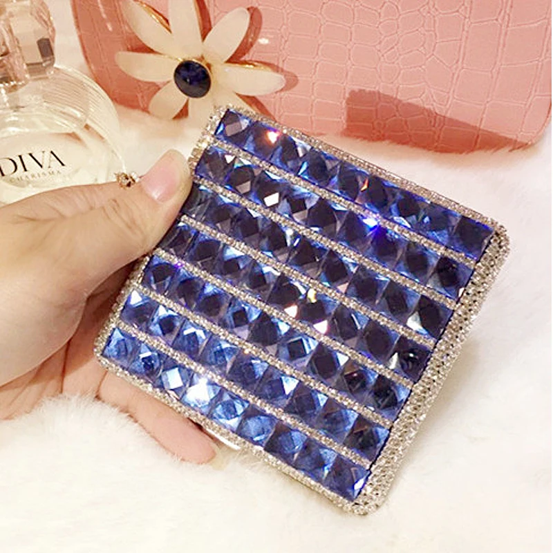 20pcs*84mm Cigarettes Woman Cigarette Box Case Metal Exquisite Shiny Rhinestone Pink Purple