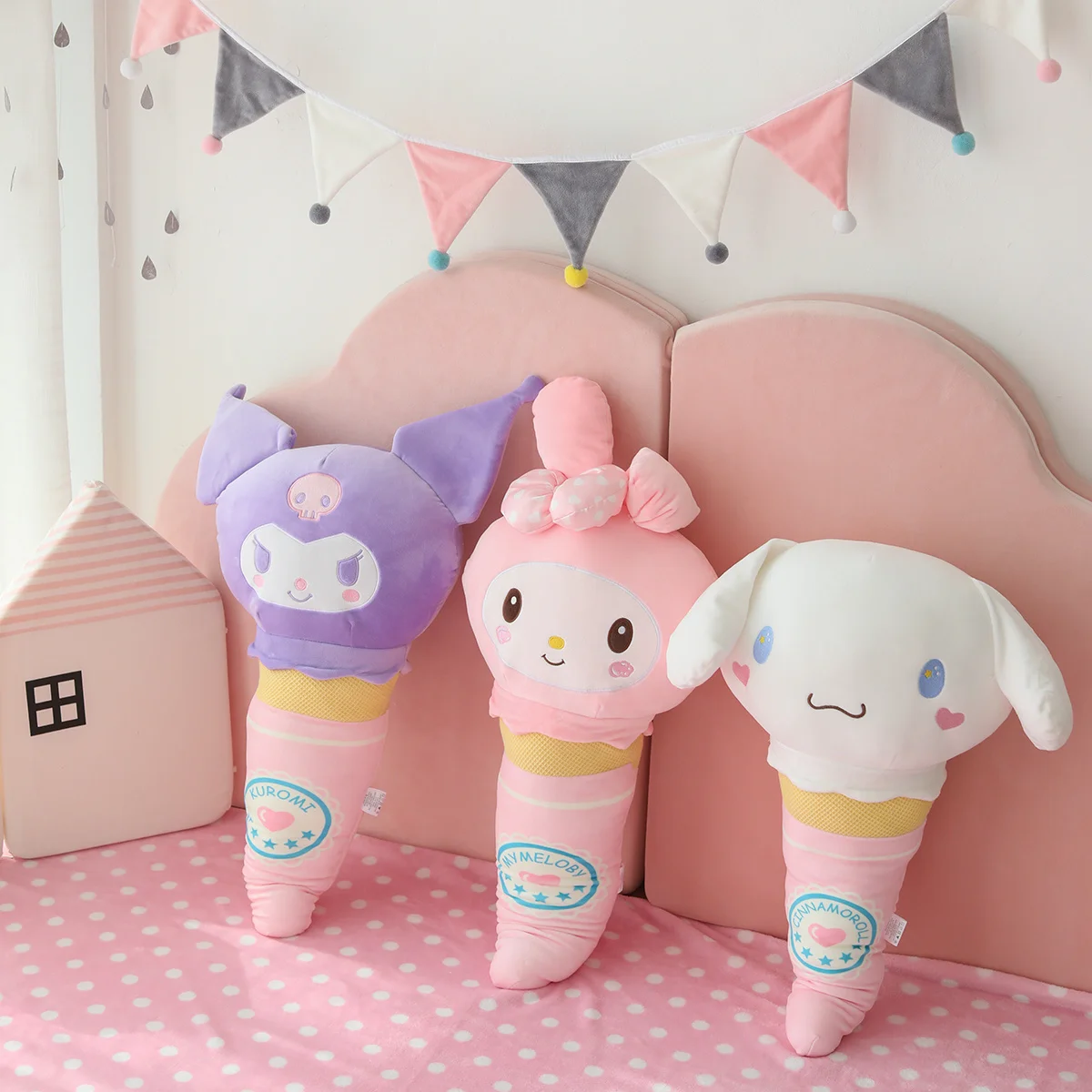 

Cartoon Sanrio My Melody Kuromi Cinnamoroll Plush Ice Cream Plush Toys Stuffed Kids Birthyday Gift