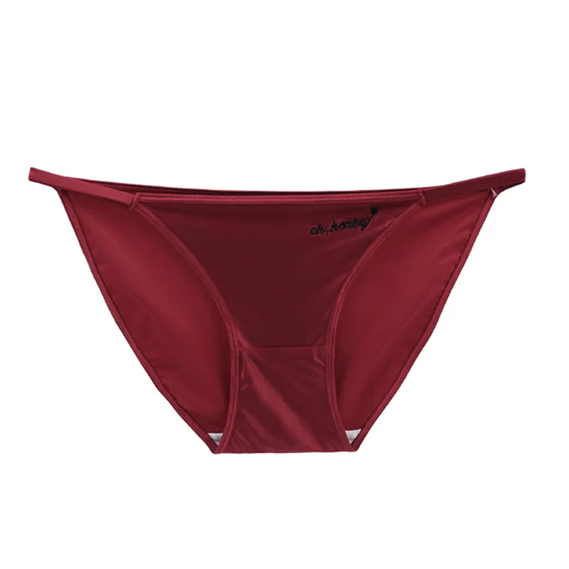 SP&CITY Spicy Girl Ice Silk Embroidery Sexy Women’s Underwear Solid Color Breathable Cotton Crotch Satin Panties Seamless Briefs image 6