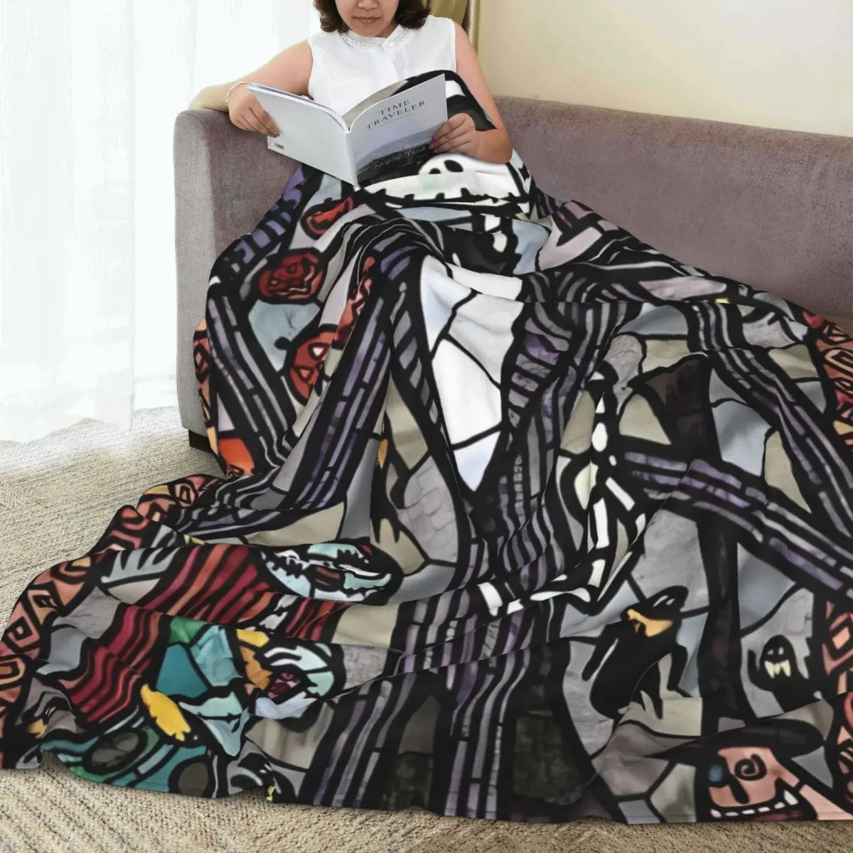 The Nightmare Before Christmas Blankets Jack Skellington and Sally Plush Bedding Throws For Home Decor Flannel Bedspread Cover