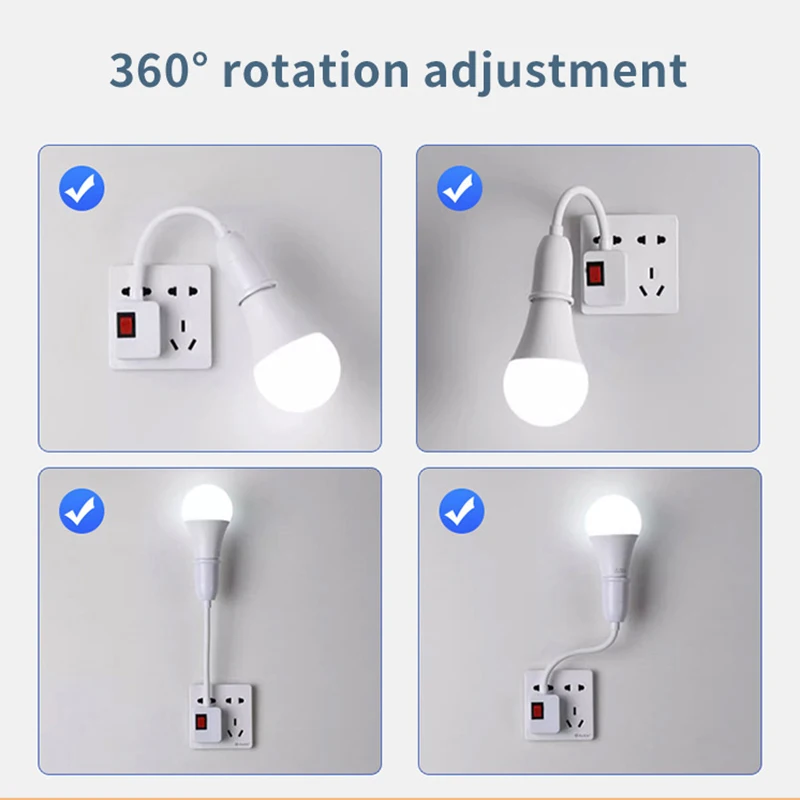 Direct plug swivel head lamp lamp mouth E27 large screw lamp holder type universal hose with switch Optional with lights Bulb - Image 4