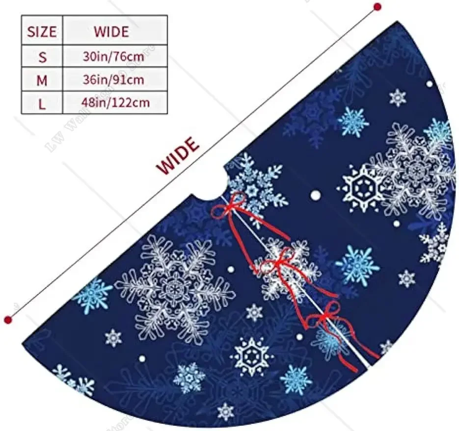 Snowflakes Blue Christmas Tree Skirt 30/36/48 Inch Large Xmas Tree Mat Traditional Tree Ornaments Holiday Party Decoration