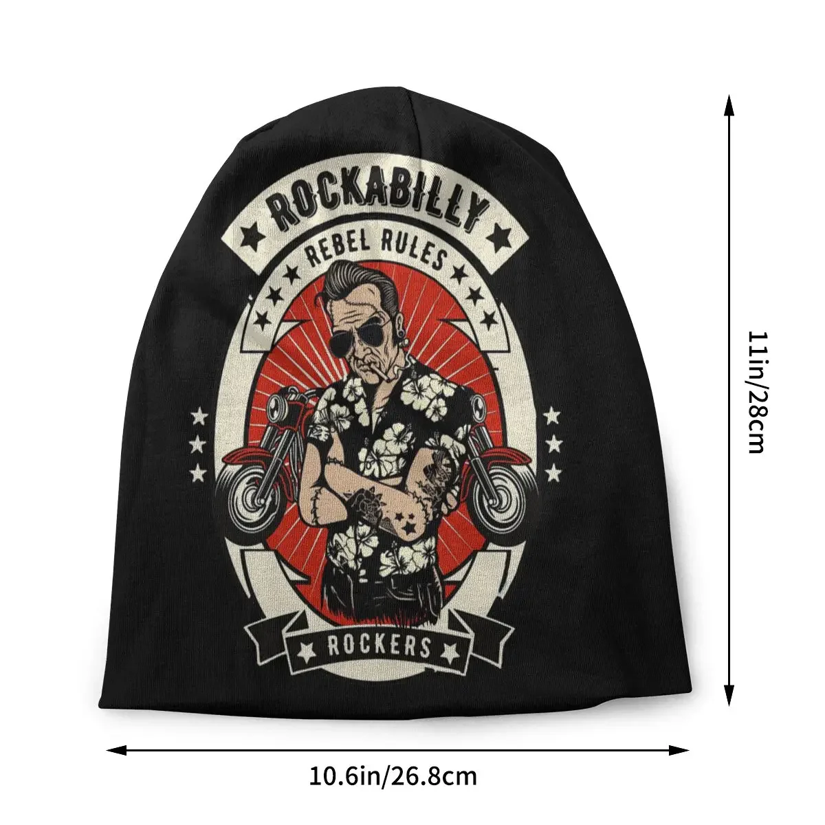 Psychobilly Bikers Rockers Essential Rock and Roll Autumn Female Warm Beanies Double Used Windproof Bonnet Hats