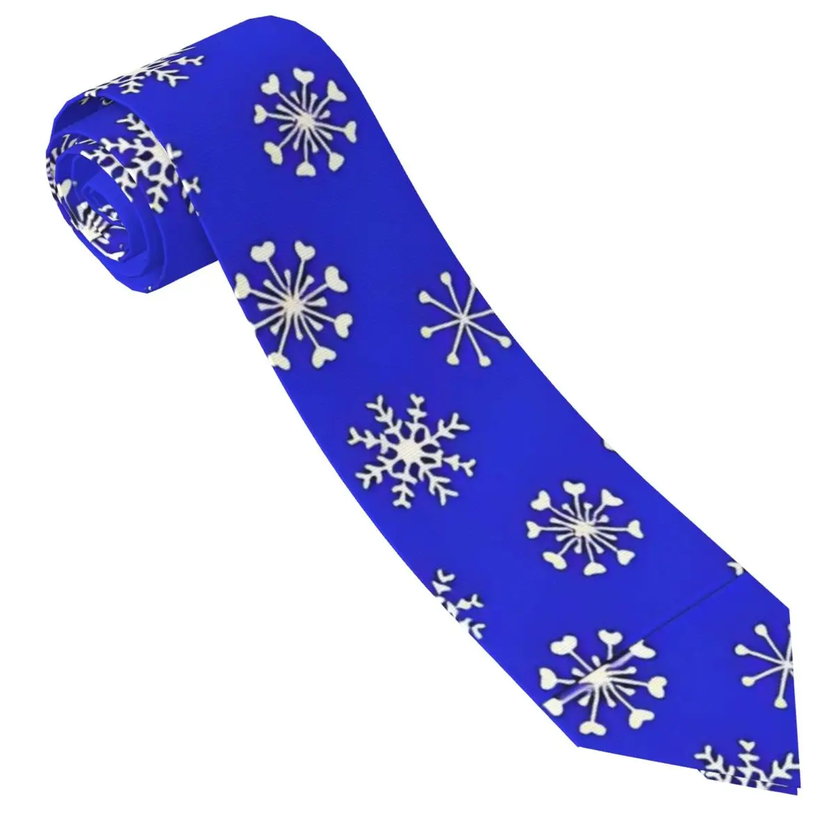 Men's Tie Christmas Blue And White Snowflakes Neck Ties Vintage Cool Collar Tie Graphic Daily Wear Quality Necktie Accessories