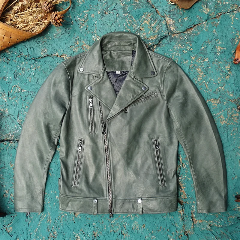 

Мужское мотоциклетное пальто из натуральной кожи Jaet из овчины, длинное пальто на молнии све, повседневное молодежное осеннее модное пальто