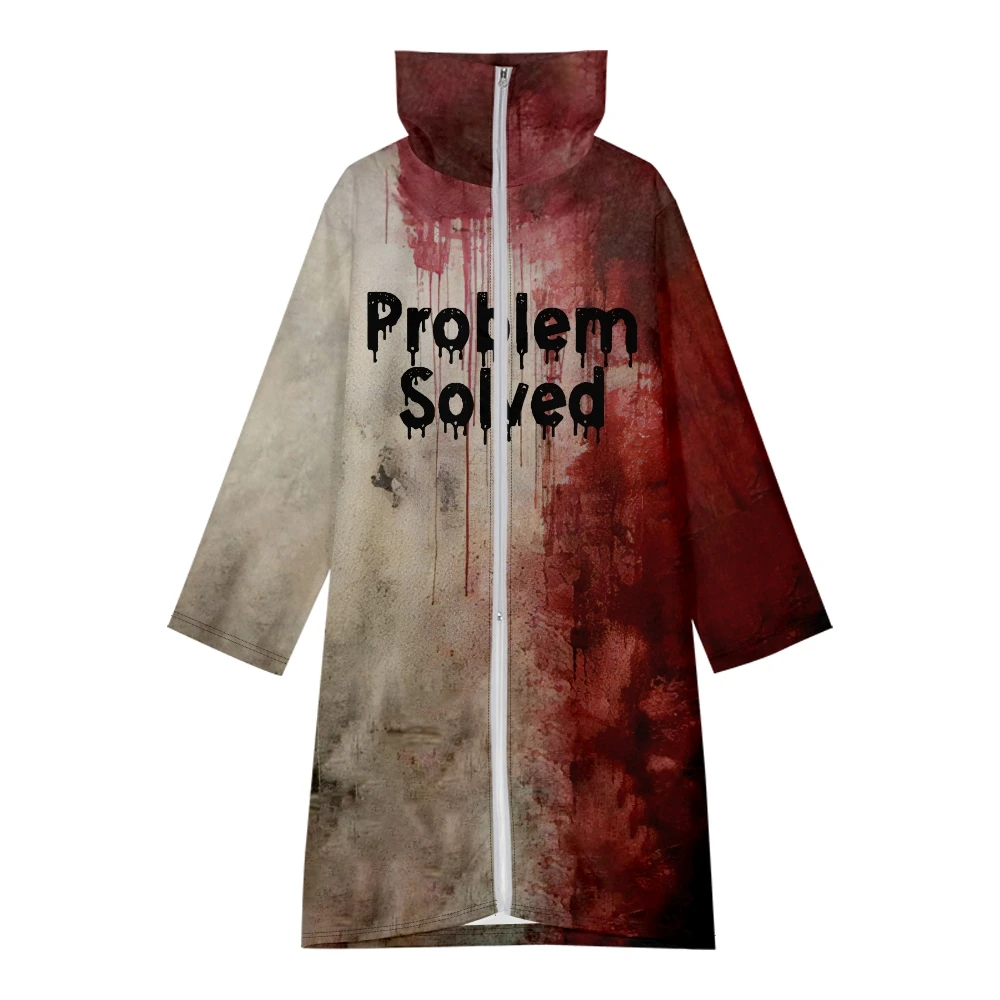 i am fine bloody robe problem solved halloween robe  cosplay Costume  men/women trendy zipper high-necked robes