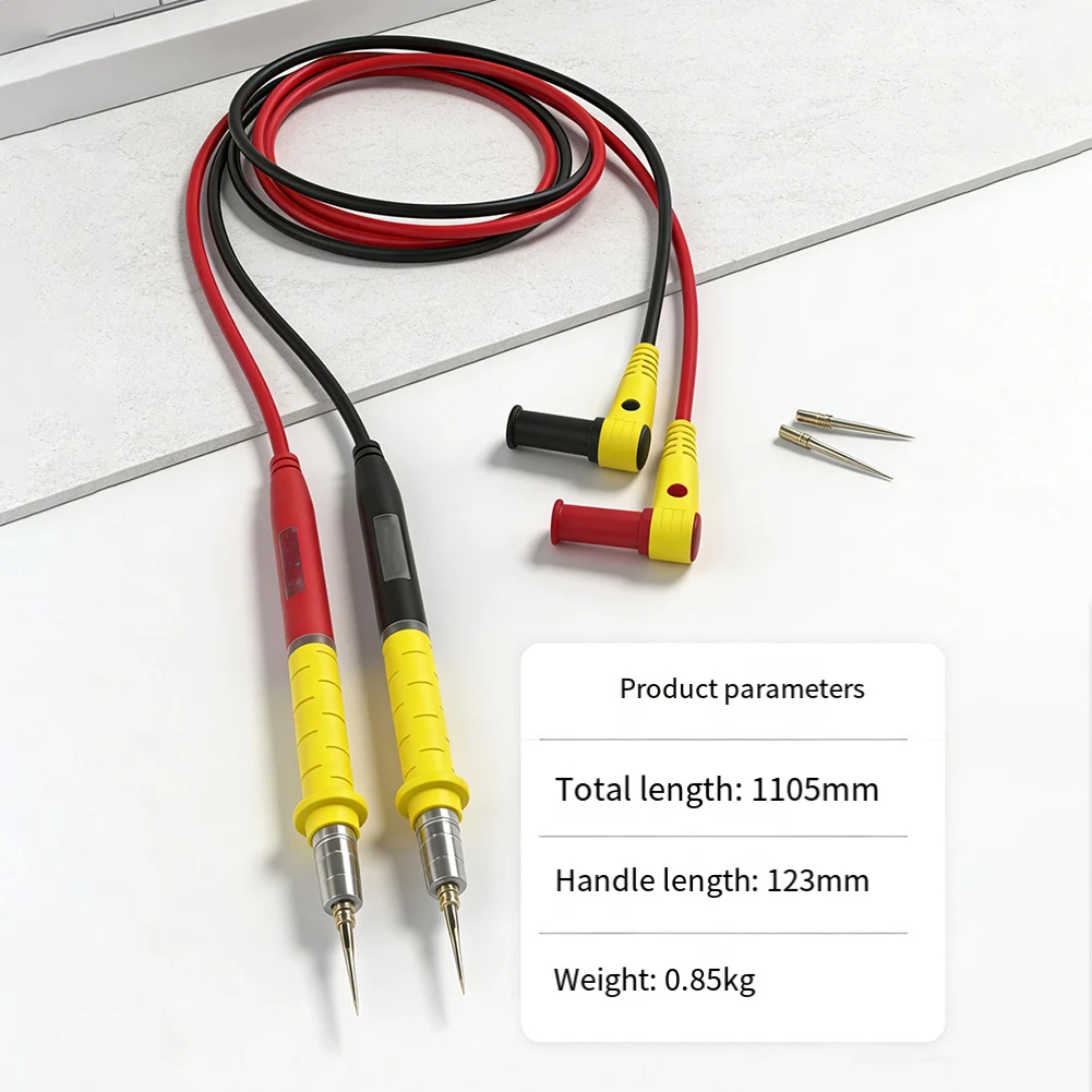Multimeter Test Leads With Gold Plated Copper Probes Heavy-Duty Silicone Wire For Electricians 43.5 Inch Extended Test Pen Set