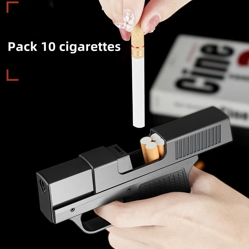 Integrated Cigarette Case Jet Turb Gas Lighter Welding Gun Capacit Ten Cigarettes Windproof Cigar Lighters for Men's Toys Gift