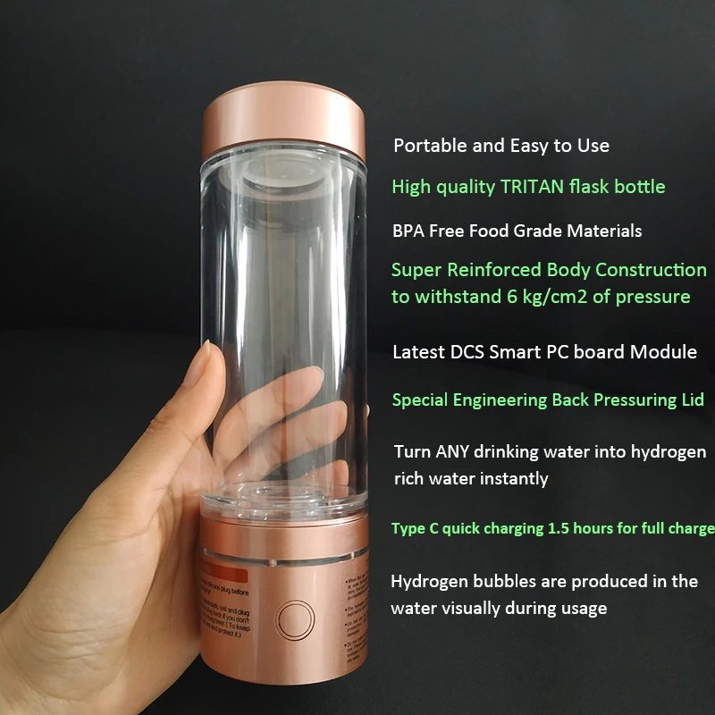 The 6th Generation 5000ppb SPE PEM High hydrogen concentration hydrogen rich water bottle generator flask ionizer maker H2 Cup