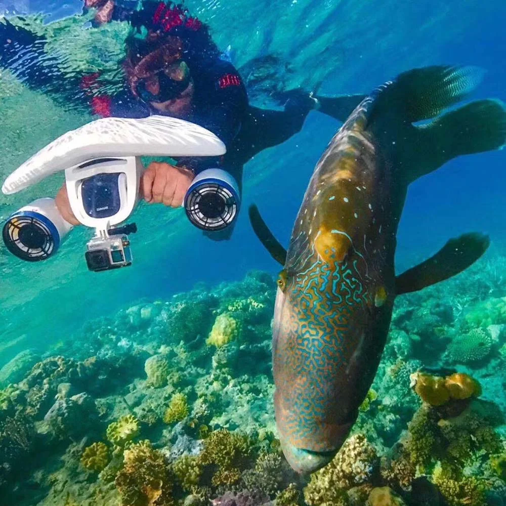 Sublue-Robot submarino no tripulado, propulsor de buceo autopropulsado, hélice de esnórquel, mezcla de tiburón blanco y azul profundo