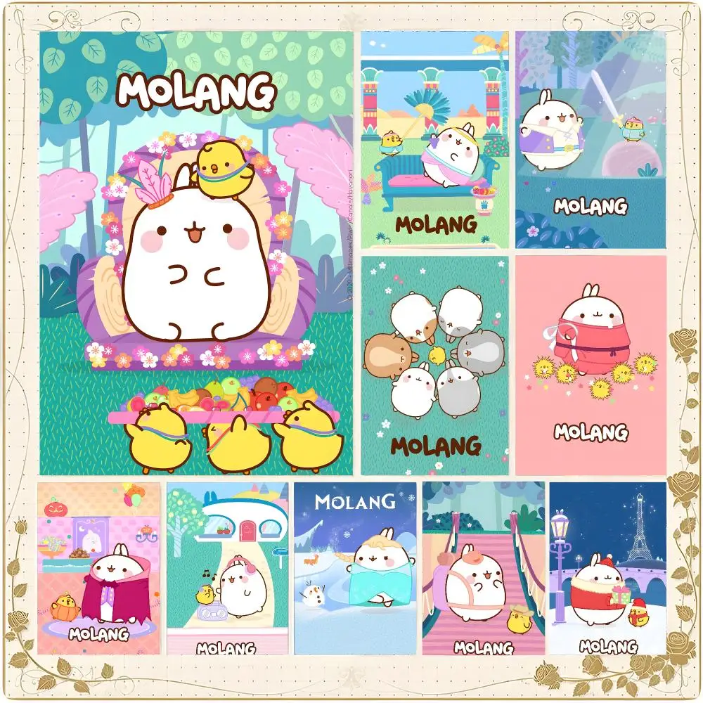 Character Cute Mascot Molang Poster Framed Wall Art Painting for Living Room Interior Decor and Gift Options