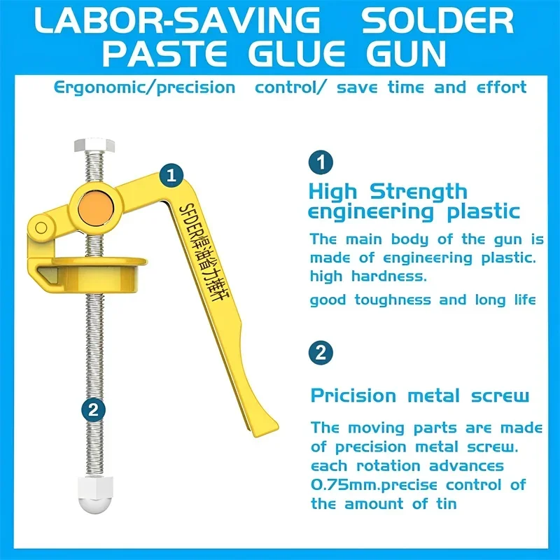 Pistola per estrusore per pasta saldante da 4 pezzi - Colla UV manuale e strumento booster per olio di saldatura per la riparazione di PCB ‌
