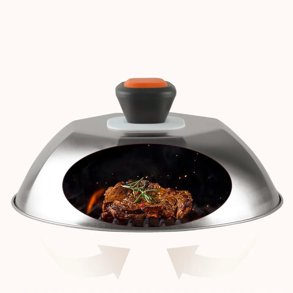 For Daily Life Cooking Stainless Steel Steak Lid Grilling Heat Retainer High Temperature Resistant Even Heat Distribution