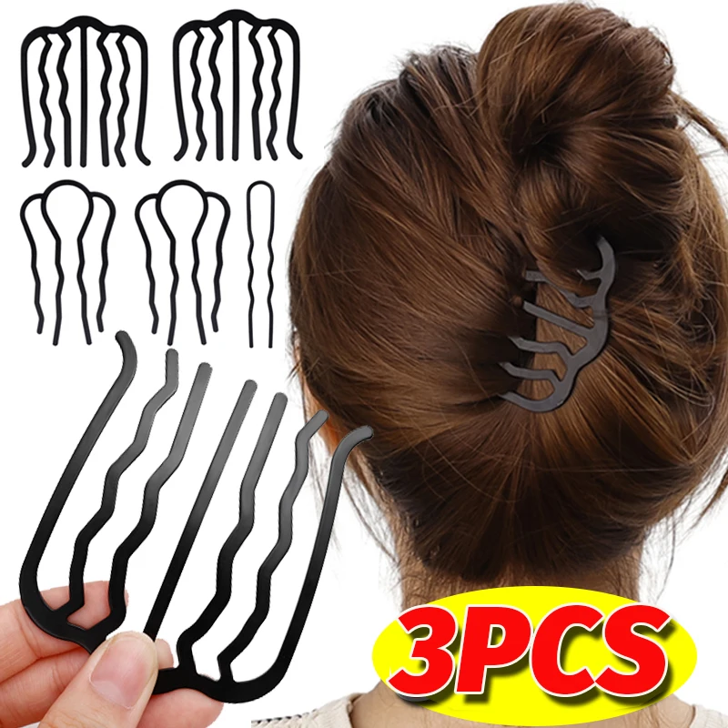 Black Metal Hairs Fork Clips Women Bride Hair Pin Combs Messy Bun Hairpin Clip Hooks Side Combs Updo Sticks Hairs Styling Tools