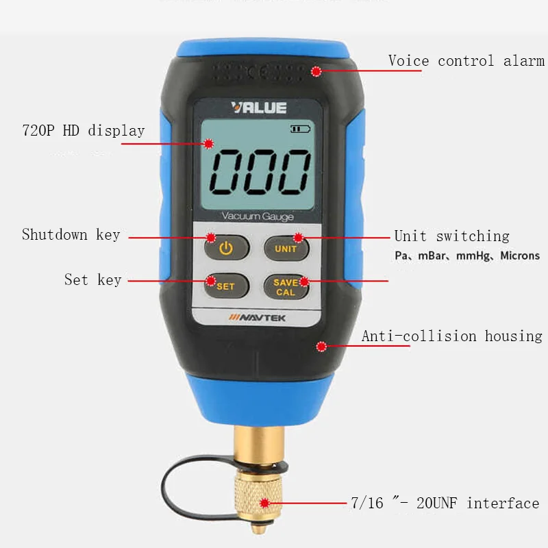 VMV-1 Digital Display Vacuum Gauge Absolute Pressure Gauge Digital Display Electronic High-precision Pressure Counter