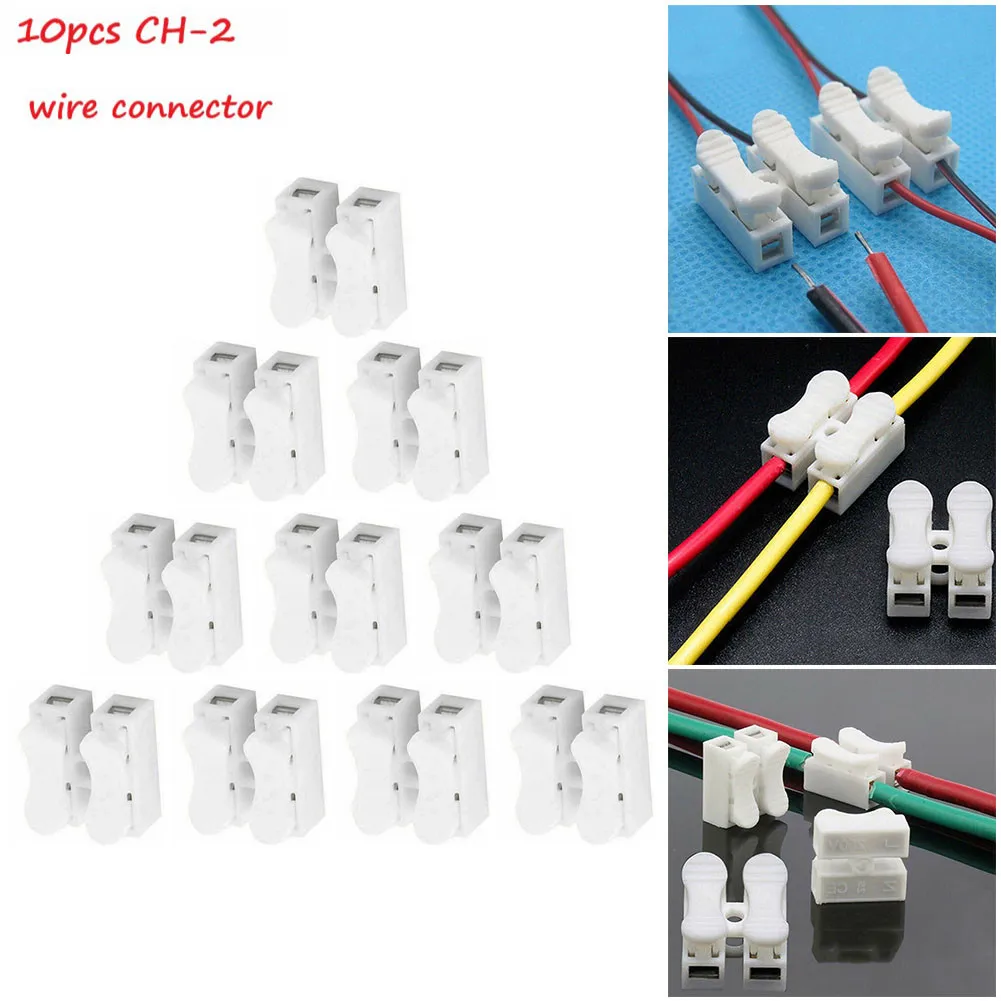 Wide Application CH 2 Cable Spring Wire Connector 10 pcs Electrical Terminal Connector Suitable for Various Electrical Products