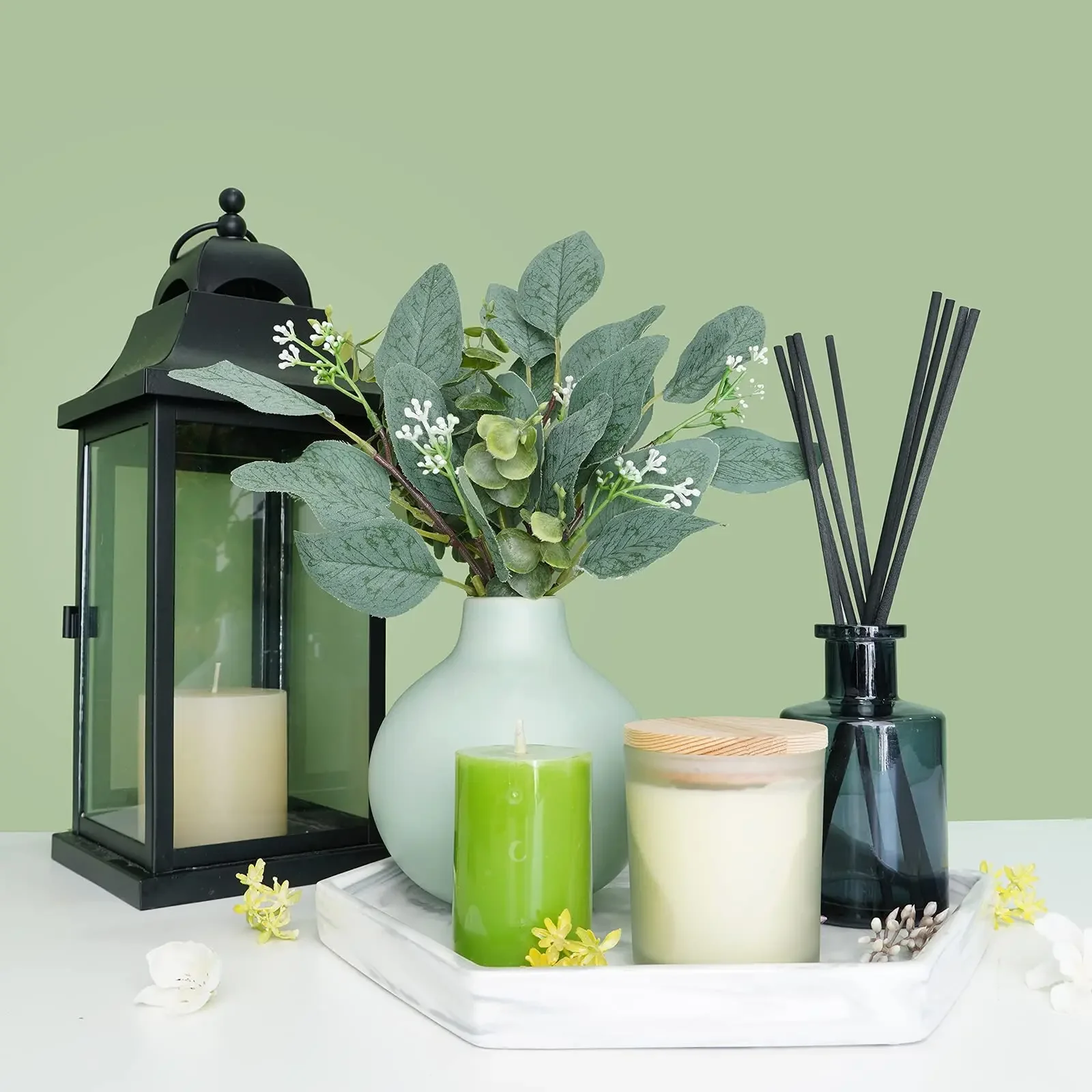 10 Stück gemischte künstliche Eukalyptusblätter in großen Mengen mit Stielen, Vase, Blumenmuster, Hochzeit, Brautsträuße, Dekoration, Zuhause, Zimmer, Tischdekoration – Detail 4