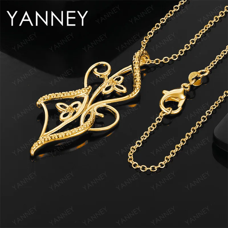 قلادة نسائية عصرية فاخرة من الفضة الإسترليني عيار 925 عيار 18 قيراط، مجوهرات أنيقة للحفلات والزفاف مقاس 16-30 بوصة