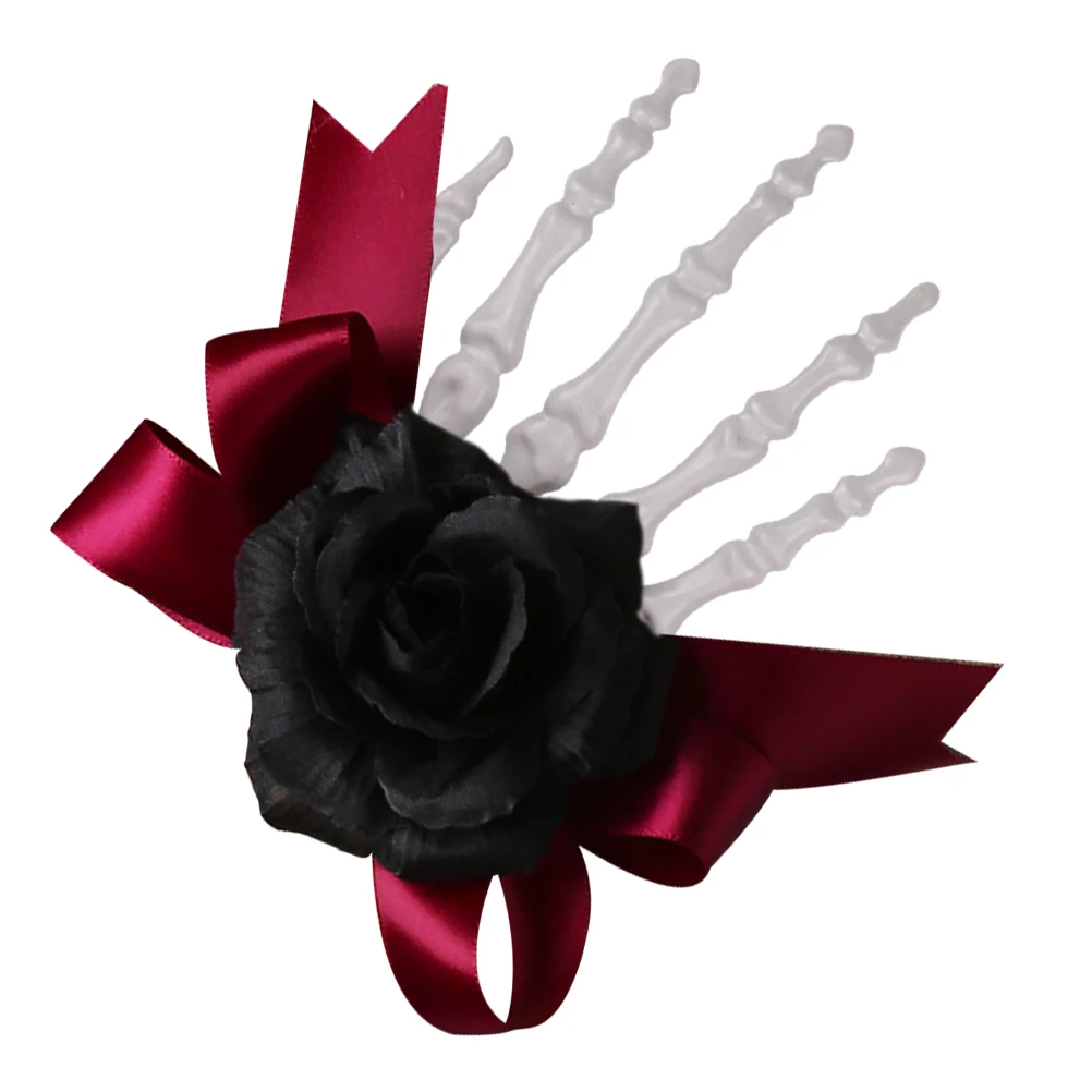 

Заколка с черепом, бант на Хэллоуин, призрак, красная, черная, роза, женские аксессуары, вечерние банты, готические заколки для волос, легкие, удобные
