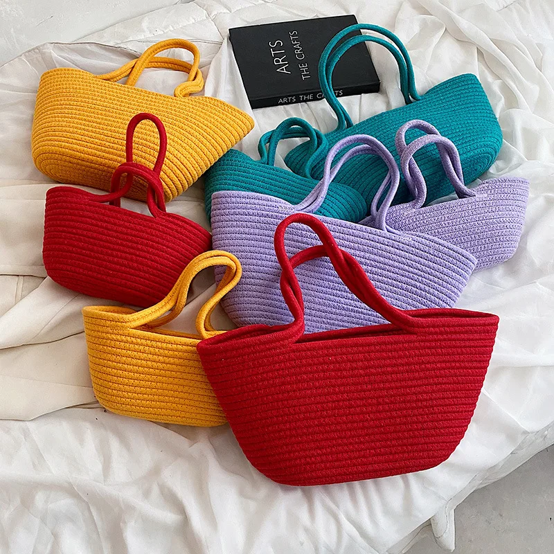 Fashion Lady Underarm Bag New Shoulder Bag Retro Tote Bag Large Capacity Woven Vegetable Basket Travel Vacation Beach bag