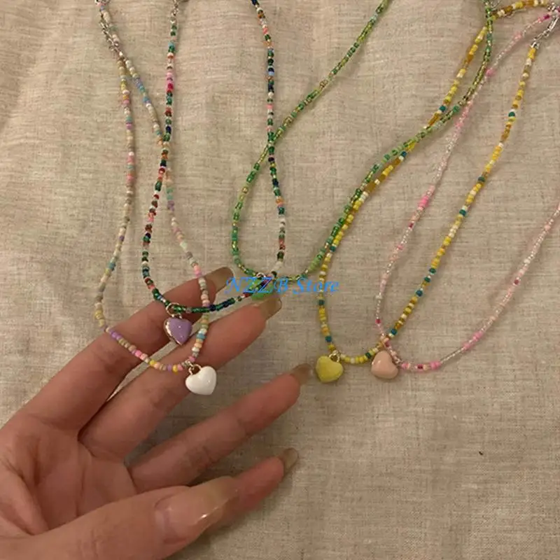 

T21F Rice Bead Love- Necklace Women Fashionable Temperament Adjustable Necklace