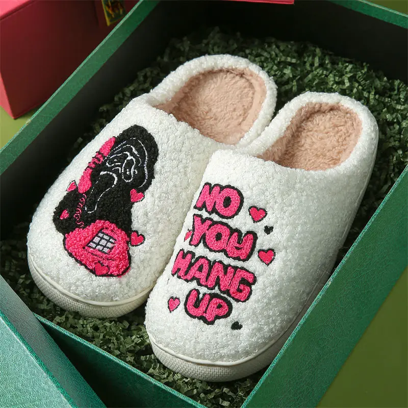 crriflz Cartoon Dachshund Closed-Toe Cotton Slippers Suede Faux Fur Lightweight Indoor Home Footwear Fall Winter
