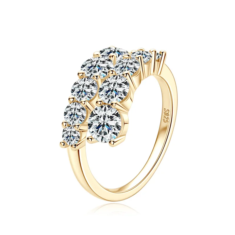 Moissanite Ring S925 Silver D Clarity Gold Plating Pass The Diamond Tester Gift GRA Certificate Twist Arm Double End Open Ring