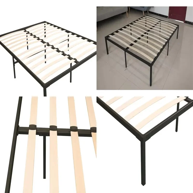 for Stylish Cheap Mattress Base Large Iron Metal Platform Bed Frame with Wooden
