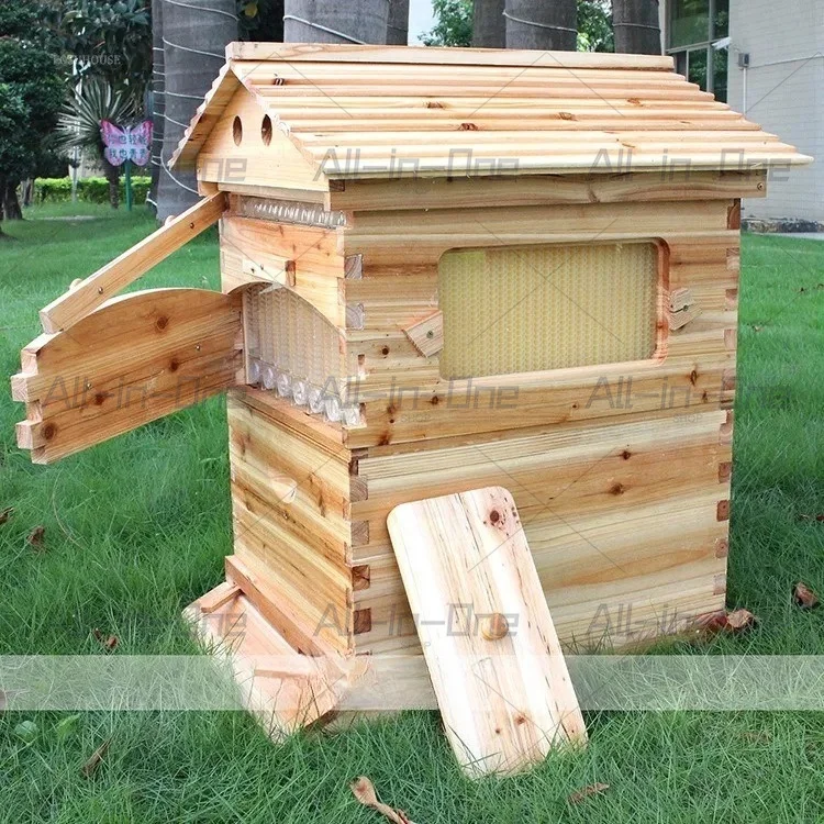 

Popular self-flowing wooden beehive, automatic honey harvesting hive box