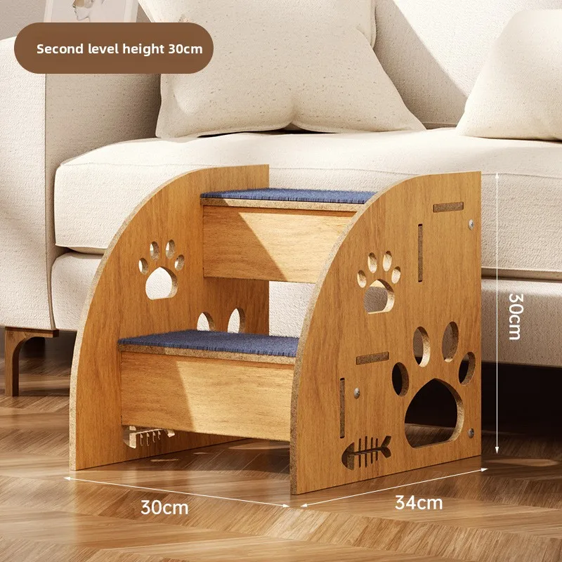 

Solid Wood Pet Stairs Non-Slip Dog Bed Ladder for Small Cats Comfortable Slope Climbing Sofa with Non-Slip Surface