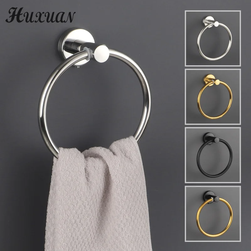 Soporte de anillo para toalla de baño, de acero inoxidable, redondo, montaje en pared, estante redondo para baño, accesorios de baño, 1/2 Uds.