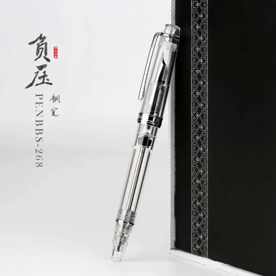 For Penbbs 268 Transparent Demonstrator Fountain Pen Vacuum Filling  Pen Leak-Proof for Student Adult Calligraphy Practice Gift