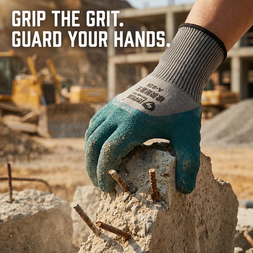 Heavy Duty Work Gloves 6 Pairs, Rubber Coated Abrasion Resistant Non-Slip Strong Grip Safety Gloves for Construction Industrial