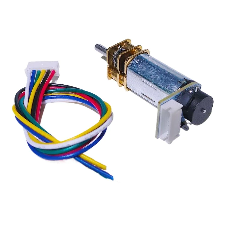 محرك تروس GA12-N30 مع جهاز تشفير - محرك تخفيض صغير 6 فولت تيار مستمر، جهاز تشفير القاعة منخفض السرعة للروبوتات