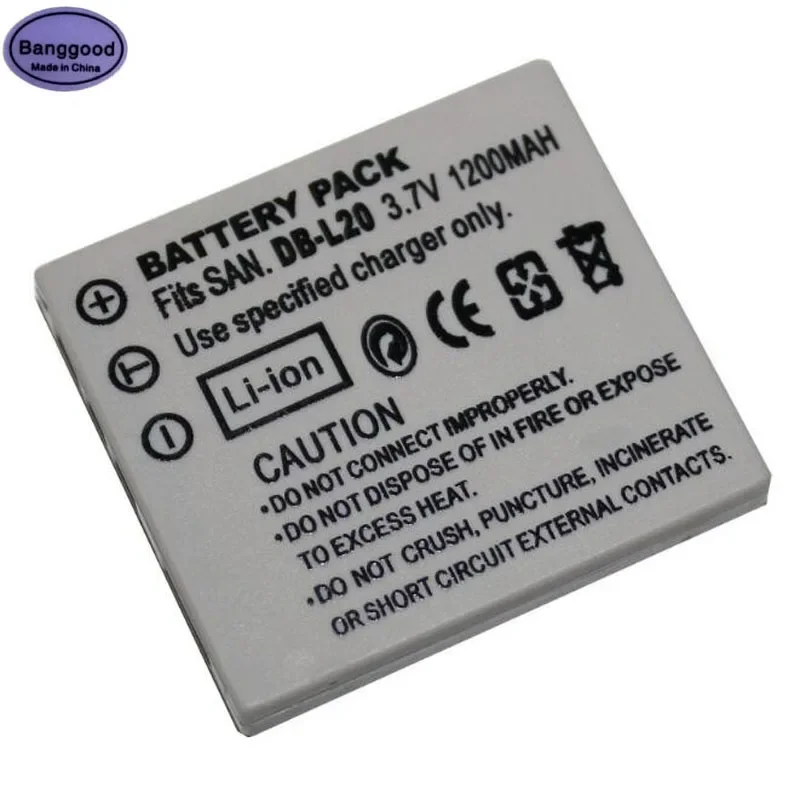 2PCS DB-L20 L20A L20AU Digital Camera Battery for Sanyo Xacti VPC-C4V VPC-C1 DMX-C4(D) CA6OR CA65 CA8 CA9 CG6 CG9 CG65 E1 E2 E6