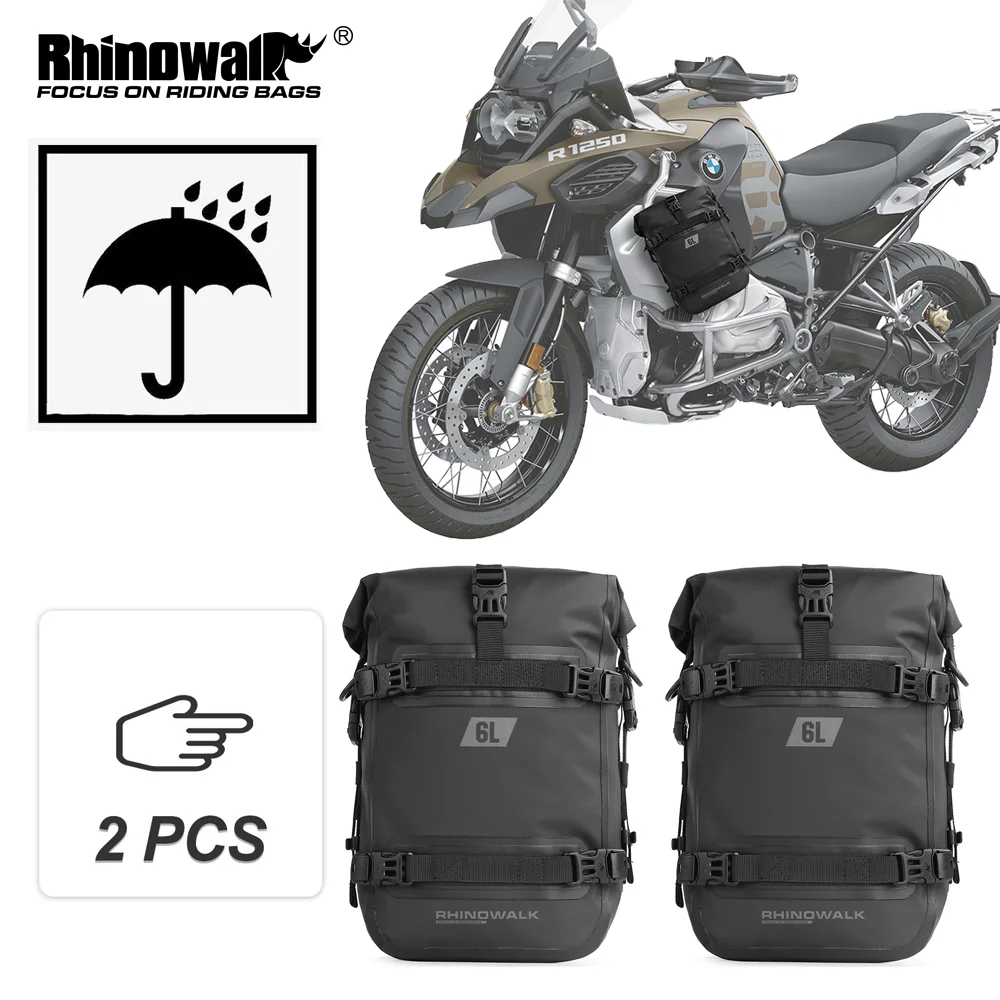 

Rhinowalk 2 Units Motorcycle Crash Bar Bag 100%Waterproof Motor Dry Bumper Bag 6L Large Capacity Pannier Tank Side Bag Tool Pack