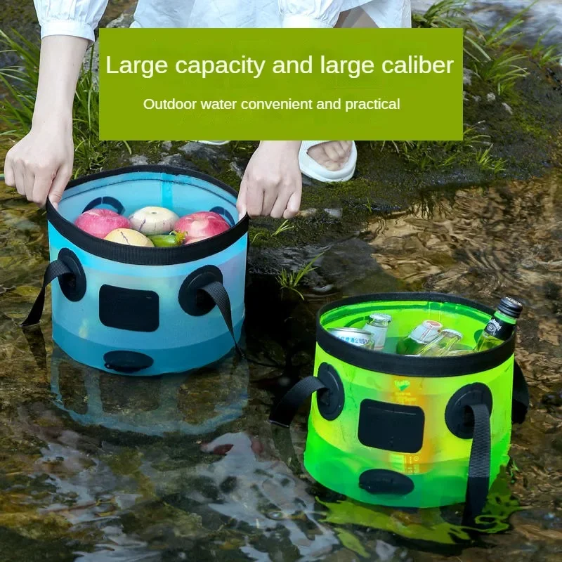

Portable Folding Large Capacity Bucket, Outdoor Camping, Hiking, Cooking Supplies, Portable Storage Water Bags, New