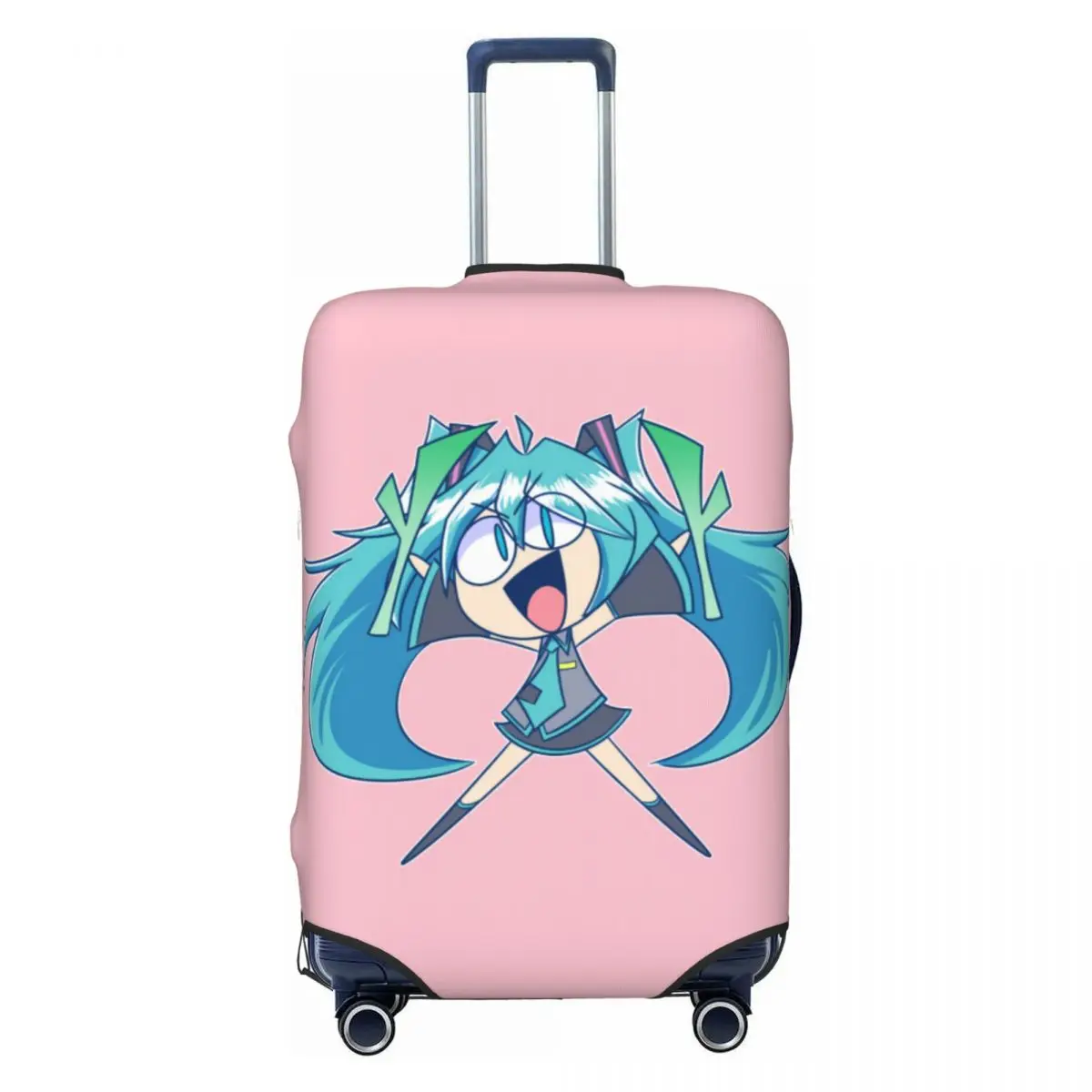 カスタム初音ミク-vocaloid-ロックアニメ荷物カバー弾性旅行スーツケース保護カバー-18-32-インチに適合