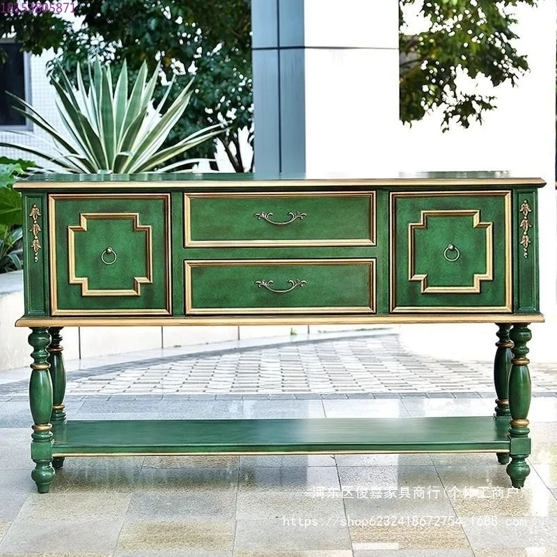 American rural solid wood porch cabinet entrance foyer locker aisle porch table retro storage