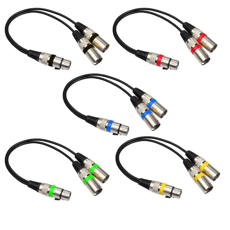 1pcs 3Pin XLR Female Jack To Dual 2 Male Plug Y Splitter 30cm Adapter Cable Wire for Amplifier Speaker Headphone Mixer