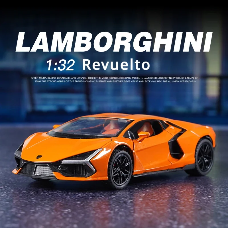 1:32 Lamborghini Revuelto Car Model Pull Back Acousto-optic Alloy Discast Metal Toys Car goods Model for Children boys